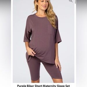 Pink blush biker shorts and oversized t set maternity